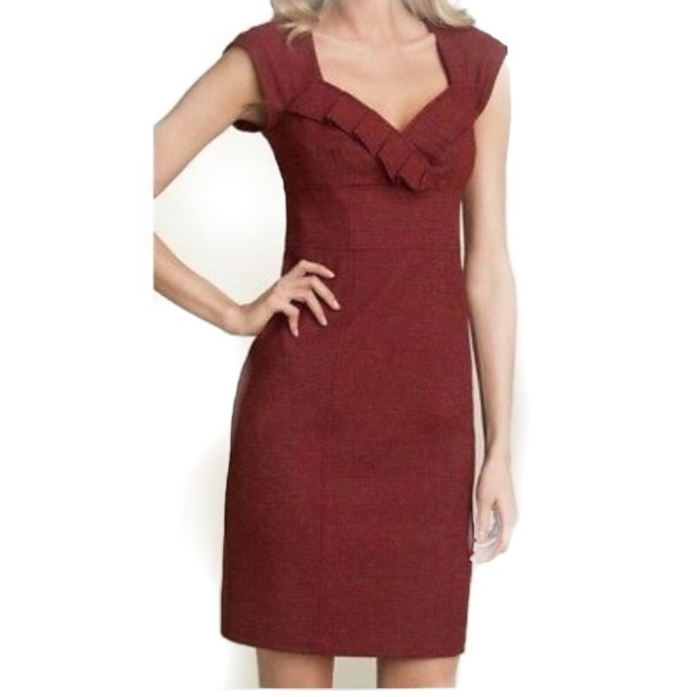 Nanette Lepore Cranberry Red Tweed Midi Dress size small